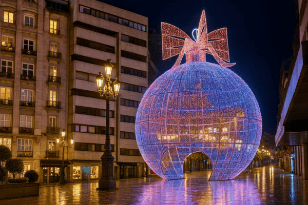 Selbstgeführter Rundgang durch die Weihnachtsbeleuchtung von Vigo